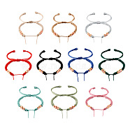 10Pcs 10 Colors Adjustable Nylon Cord Braided Bracelet Making, Peach Blossom Knot Bracelet, Fits for Beads, Mixed Color, 4-7/8~10-7/8 inch(12.5~27.6cm), 1pc/color(MAK-TA0001-15)