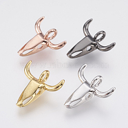 Brass Pendants, Lead Free & Cadmium Free, Ox Head, Mixed Color, 15x14.5x3mm, Hole: 2mm(ZIRC-F083-009-RS)