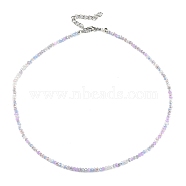 Bling Glass Beaded Necklace for Women, Plum, 16.93 inch(43cm)(NJEW-PH01492-04)
