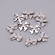 Alloy Cabochons, Nail Art Decoration Accessories, Bowknot, Cadmium Free & Lead Free, Platinum, 10x12x4mm(MRMJ-WH0068-58P-RS)