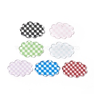 Transparent Acrylic Disc Pendants, Cloud with Tartan Pattern, Mixed Color, 34x49.5x1.5~2.5mm, Hole: 2.8mm(TACR-G035-01)
