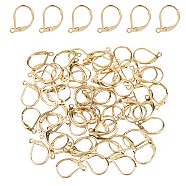 60Pcs 304 Stainless Steel Leverback Earrings Findings, with Loop, Real 18K Gold Plated, 16x10x2mm, Hole: 1.4mm, Pin: 0.6x1mm(STAS-DC0015-92)