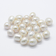 Natural Cultured Freshwater Pearl Beads, Half Drilled, Potato, Floral White, 9~10x10~14mm, Hole: 0.8mm(PEAR-P056-023)