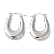 304 Stainless Steel Thick Hoop Earrings for Women, Teardrop, Stainless Steel Color, 26x18.5x3.5mm(EJEW-Z026-23P)