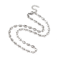 304 Stainless Steel Coffee Bean Chain Necklaces, with Lobster Claw Clasps, Stainless Steel Color, 15.94 inch(40.5cm)(NJEW-JN02917)