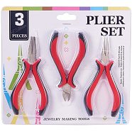 DIY Jewelry Tool Sets, Ferronickel Round Nose Pliers, Flat Nose Pliers and Side Cutting Pliers, Red, 115~120x65~70mm, 3pcs/set(PT-PH0001-05)