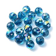 AB Color Plated Glass Beads, Faceted Round, Dodger Blue, 10x9mm, Hole: 1.5mm(EGLA-P059-02B-AB24)