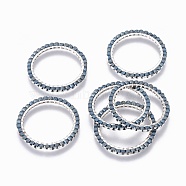 MIYUKI & TOHO Handmade Japanese Seed Beads, with 304 Stainless Steel Link Rings, Loom Pattern, Ring, Silver, Steel Blue, 22~23x1.7mm(SEED-A028A-L-16S)