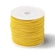 Cotton Braid Thread, with Spool, Round, Yellow, 1.2mm, about 21.87 Yards(20m)/Roll(OCOR-B003-01A-02)