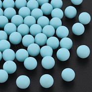 Opaque Acrylic Beads, Frosted, No Hole, Round, Light Sky Blue, 6mm, about 3900pcs/500g(PAB702Y-B01-07)