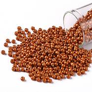 TOHO Round Seed Beads, Japanese Seed Beads, (PF562F) PermaFinish Burnt Orange Metallic Matte, 8/0, 3mm, Hole: 1mm, about 222pcs/bottle, 10g/bottle(SEED-JPTR08-PF0562F)