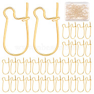 50Pcs Brass Hoop Earring Findings, Kidney Ear Wire, Long-Lasting Plated, Real 18K Gold Plated, 19x9x4mm, Pin: 0.7mm(KK-CN0002-14)
