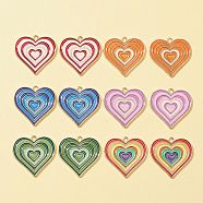 12Pcs 6 Colors Alloy Pendants, with Enamel, Heart Charm, Mixed Color, 25x26x1.5mm, Hole: 1.8mm, 2pcs/color(ENAM-FS0001-49)