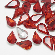 Pointed Back Glass Rhinestone Cabochons, Back Plated, Faceted, teardrop, Light Siam, 10x6x3mm(RGLA-T082-6x10mm-07)