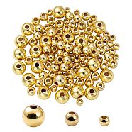 120Pcs 3 Size Rack Plating and Vacuum Plating Brass Round Spacer Beads Set, Cadmium Free & Lead Free, Golden, 3mm/4mm/6mm, hole: 1~1.5mm(KK-LS0001-11G)