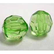 Emerald Color Chunky Bubblegum Beads, Transparent Acrylic Faceted Round Beads, about 20 mm in diameter, hole: 2mm(X-DB20MMC19)