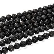 Natural Lava Rock Round Bead Strands, 10mm, Hole: 1mm, about 40pcs/strand, 15.7 inch(G-M169-10mm-03)
