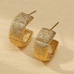 304 Stainless Steel Stud Earrings, Frosted Arc, Golden, 19.2x9.3mm(EJEW-S226-06G-03)