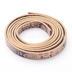 PU Leather Cord, Imitation Snake Skin, Tan, 10x2mm, about 1.31 yards( 1.2m)/strand(LC-D005-04)