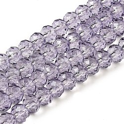 Transparent Baking Paint Glass Beads Strands, Faceted, Rondelle, Medium Purple, 6x5mm, Hole: 1.2mm, about 84pcs/strand, 15.35''(39cm)(DGLA-A034-T6mm-D07)