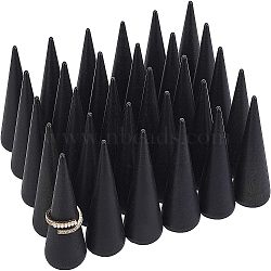 Wood Ring Holders, Ring Cone, Jewelry Craft Display, Black, 25x50mm(AJEW-WH0120-53B)