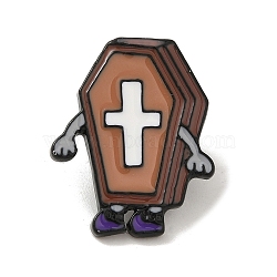 Halloween Series Black Aolly Brooches, Enamel Pins, Cross, 23x18x2mm(JEWB-U004-03L)