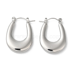 Non-Tarnish 304 Stainless Steel Thick Hoop Earrings for Women, Teardrop, Stainless Steel Color, 26x18.5x3.5mm(EJEW-Z026-23P)