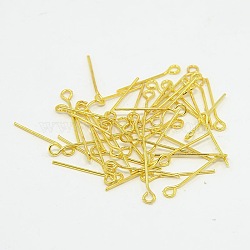 Brass Eye Pin, Cadmium Free & Lead Free, Golden, about 1.8cm long, 0.7mm thick, hole: about 2mm, about 16000pcs/1000g(EPC1.8cm-G)