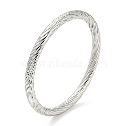 Non-Tarnish 304 Stainless Steel Textured Bangles, Stainless Steel Color, Inner Diameter: 2-3/8 inch(6.05cm)(BJEW-G686-01P)