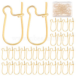 50Pcs Brass Hoop Earring Findings, Kidney Ear Wire, Long-Lasting Plated, Real 18K Gold Plated, 19x9x4mm, Pin: 0.7mm(KK-CN0002-14)