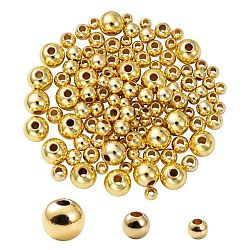 120Pcs 3 Size Rack Plating and PVD Vacuum Plating Brass Round Spacer Beads Set, Cadmium Free & Lead Free, Golden, 3mm/4mm/6mm, hole: 1~1.5mm(KK-LS0001-11G)