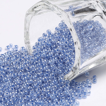 12/0 Grade A Round Glass Seed Beads, Ceylon, Cornflower Blue, 2x1.5mm, Hole: 0.7mm, about 48500pcs/pound