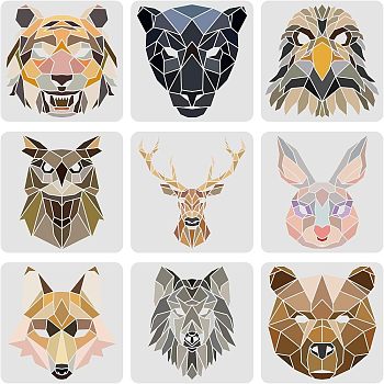Large Plastic Reusable Drawing Painting Stencils Templates, for Painting on Scrapbook Fabric Tiles Floor Furniture Wood, Square, Animal Pattern, 300x300mm