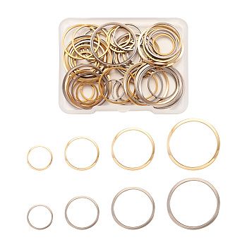 64Pcs 8 Styles 304 Stainless Steel Linking Ring, Ring, Golden & Stainless Steel Color, 8pcs/style