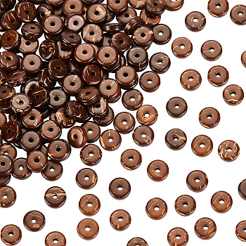 2 Strands Coconut Beads Strands, Flat Round/Disc, Heishi Beads, Coconut Brown, 8x3mm, Hole: 1.5mm, about 110~111pcs/strand, 13.27''(33.7~33.8cm)