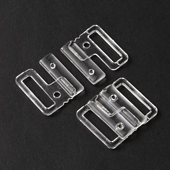 Plastic Bikini Clips, Bra Clasp Replacement Part, Lingerie Snap Closure, Clear, 26x31x4mm, Hole: 4.5x20mm