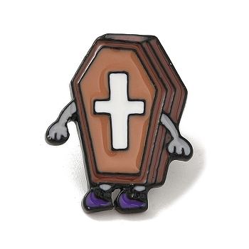 Halloween Series Black Aolly Brooches, Enamel Pins, Cross, 23x18x2mm