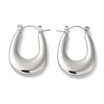 304 Stainless Steel Thick Hoop Earrings for Women, Teardrop, Stainless Steel Color, 26x18.5x3.5mm