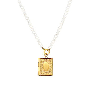 Mother Mary Pearl Necklace with 3D Heart Pendant and Secret Box.
