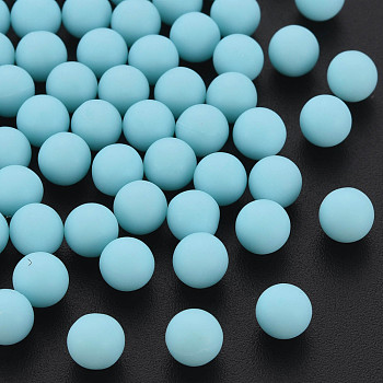 Opaque Acrylic Beads, Frosted, No Hole, Round, Light Sky Blue, 6mm, about 3900pcs/500g