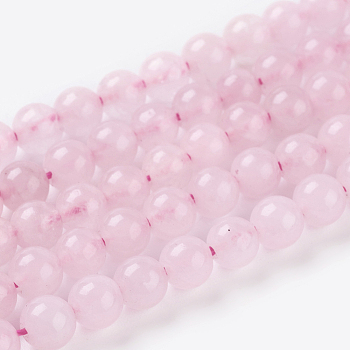 Natural Rose Quartz Beads Strands, Round, 4mm, Hole: 0.8mm, 42~45pcs/strand, 8 inch