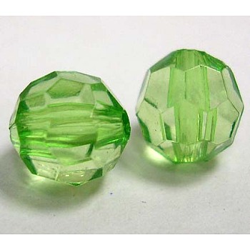 Emerald Color Chunky Bubblegum Beads, Transparent Acrylic Faceted Round Beads, about 20 mm in diameter, hole: 2mm