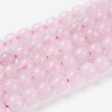 Natural Rose Quartz Beads Strands, Round, 4mm, Hole: 1mm, 45pcs/strand, 8 inch(X-G-C076-4mm-3)