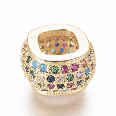 12mm Colorful Rondelle Brass+Cubic Zirconia Beads