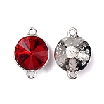 Alloy Glass Links, Connector Charms, Platinum, Flat Round, Light Siam, 19x13.5x7.5mm, Hole: 1.8mm(FIND-WH0110-037I)
