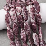 Natural Lepidolite/Purple Mica Stone Beads Strands, Flat Oval, 30x12.5x5.5mm, Hole: 1.2mm, about 13pcs/strand, 15.20''(38.6cm)(G-F808-A01-01A)