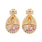 Brass Micro Pave Cubic Zirconia Locket Pendants, Teardrop Charms, Real 18K Gold Plated, 22x12.5x14mm, Hole: 5mm, Inner Diameter: 9mm(KK-H538-02G)