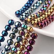Electroplate Non-magnetic Synthetic Hematite Bead Strands, Bicone, Mixed Color, 6x6mm, Hole: 1mm, about 61pcs/strand, 15.7 inch(G-F300-31A)