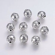 CCB Plastic Beads, Round, Antique Silver, 15x15~15.5mm, Hole: 2.5mm(CCB-G006-077AS)
