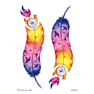 Feather Pattern Removable Temporary Tattoos Paper Stickers, Colorful, 15x10.5cm(PW-WG48756-03)